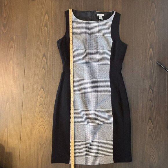 NWT H&M Sleeveless Midi Houndstooth-paneled Sheath Dress, Size 12 - Picture 13 of 15